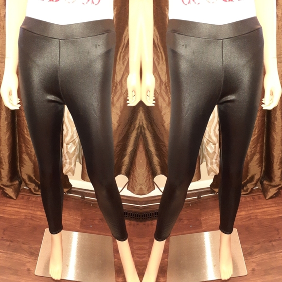 faux leather stretch pants